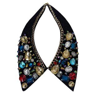 Womens Jeweled Collar Multicolor Stones Evening Prom Party Accessory
